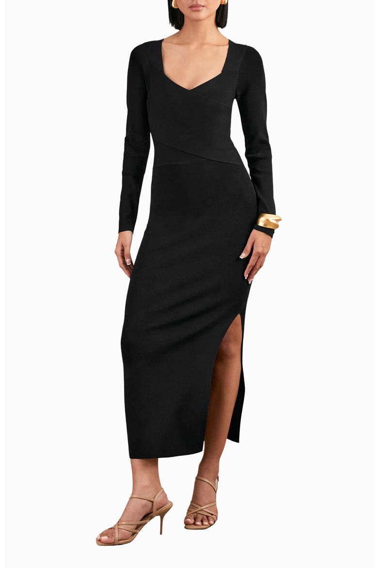 Sophia Long Sleeve Knit Maxi Dress, Alternate, color, BLACK