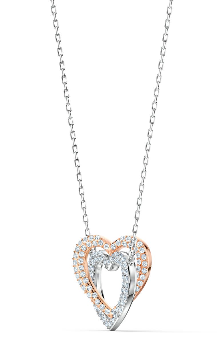 Swarovski Infinity Double Heart Pendant Necklace, Alternate, color, 
