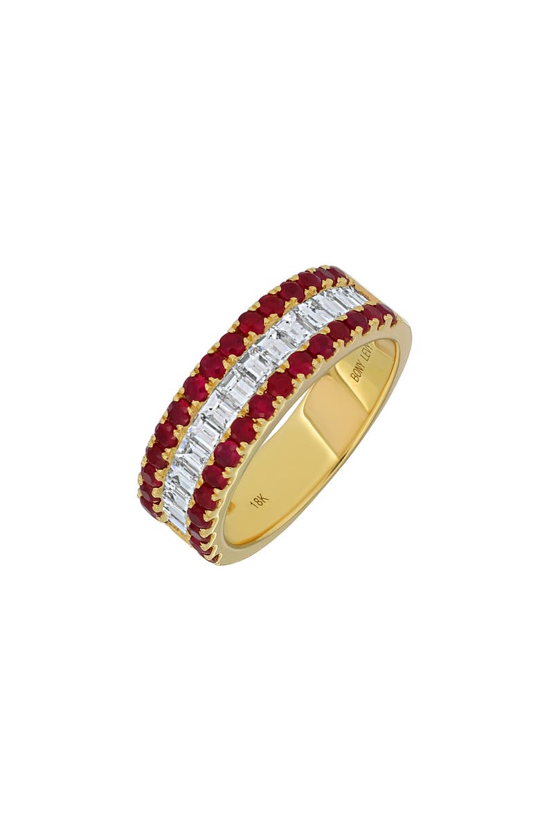 Bony Levy Three-Row Ruby & Diamond Ring, Main, color, 18K Yellow Gold