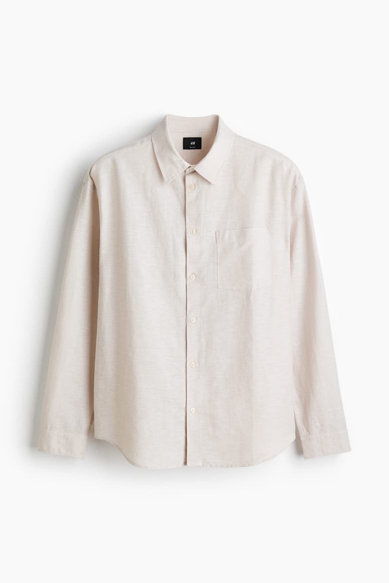 Relaxed-fit Linen-blend Shirt, Alternate, color, Light beige