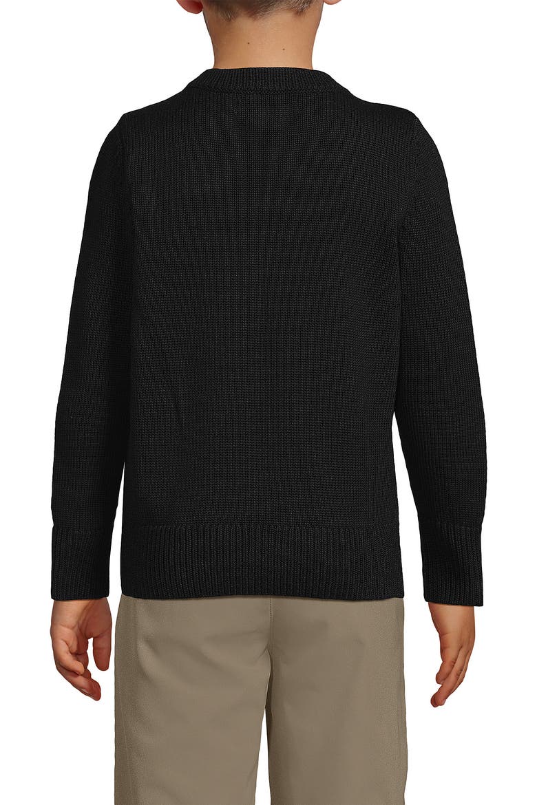 School Uniform Boys Cotton Modal Button Front Cardigan Sweater, Alternate, color, Black
