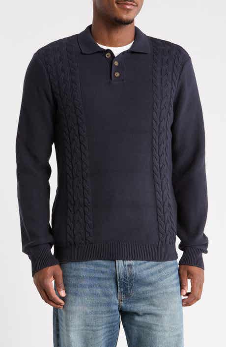 Textured Long Sleeve Polo