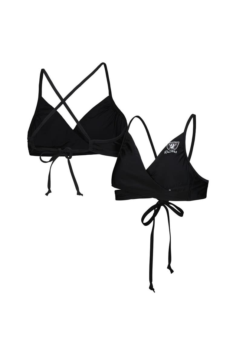 Women's G-III 4Her by Carl Banks Black Las Vegas Raiders Hall of Fame Bikini Top, Alternate, color, Black