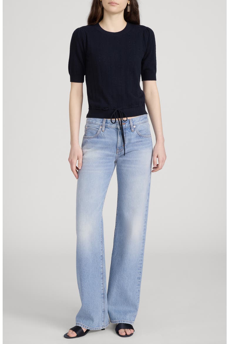 The Cashmere Charm Pointelle Sweater, Alternate, color, NAVY