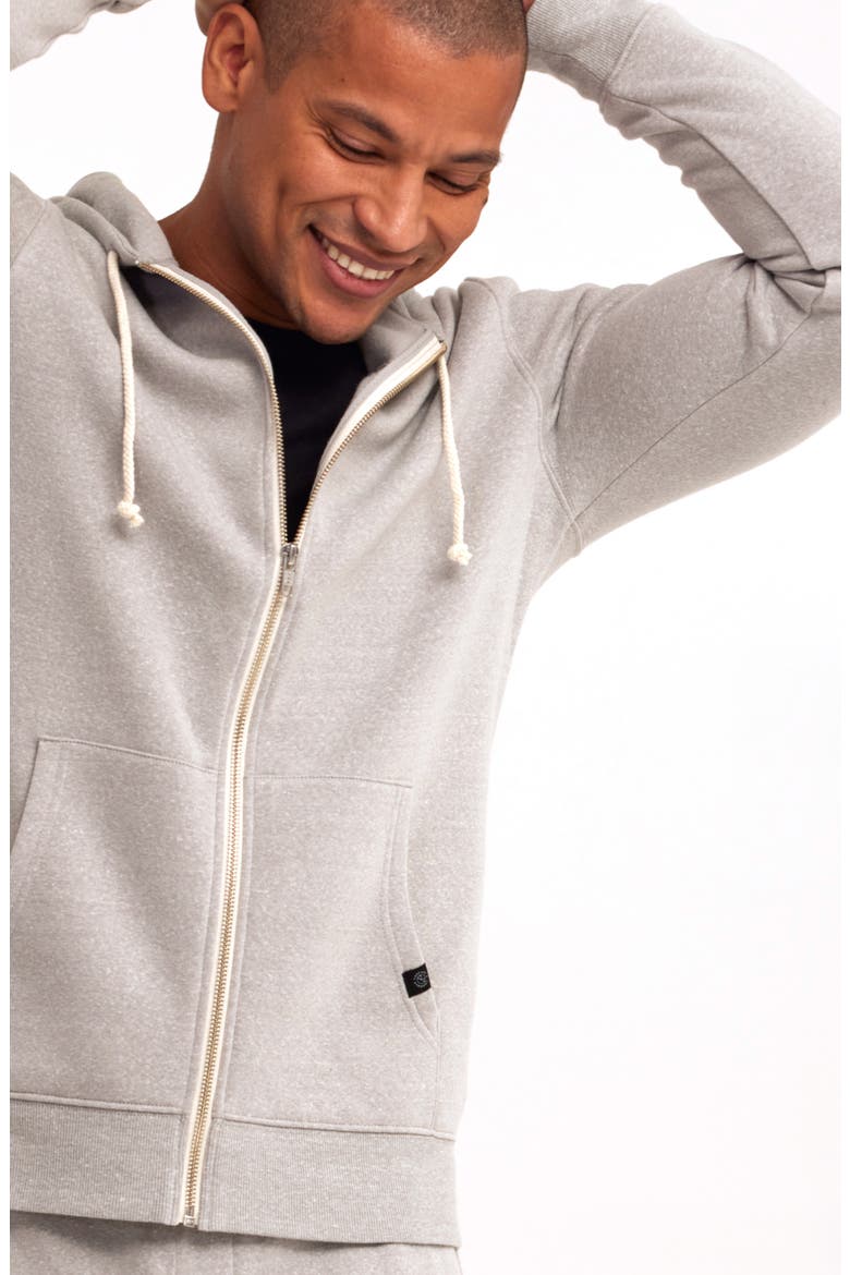 Trim Fit Heathered Fleece Zip Hoodie, Alternate, color, LIGHT HEATHER GREY
