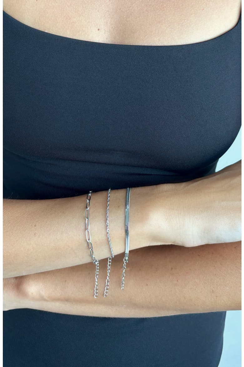 Set of 3 Tarnish Resistant Chain Bracelets, Alternate, color, SILVER