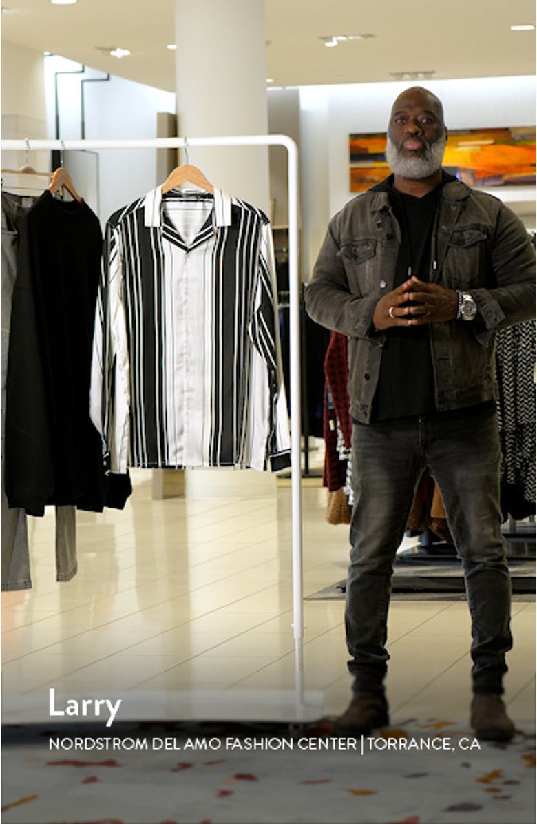 Relaxed Fit Stripe Satin Bowling Shirt, sales video thumbnail