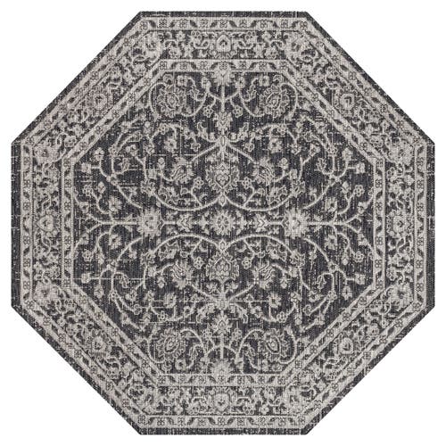 Jonathan Y Palazzo Vine And Border Textured Weave Octagon Indoor/outdoor Area Rug In Gray