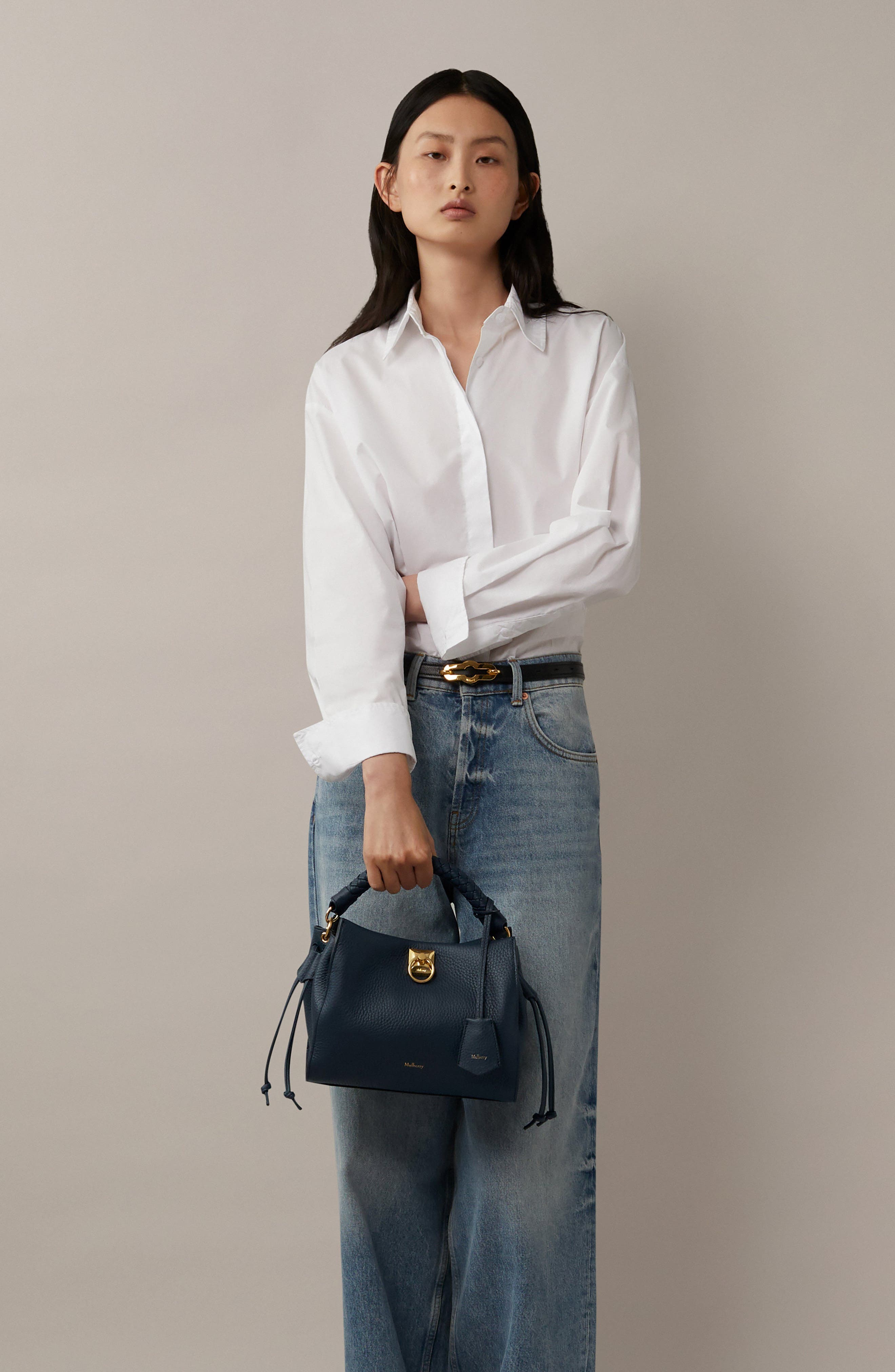Mulberry Small Iris Leather Top Handle Bag, Alternate, color, Night Sky