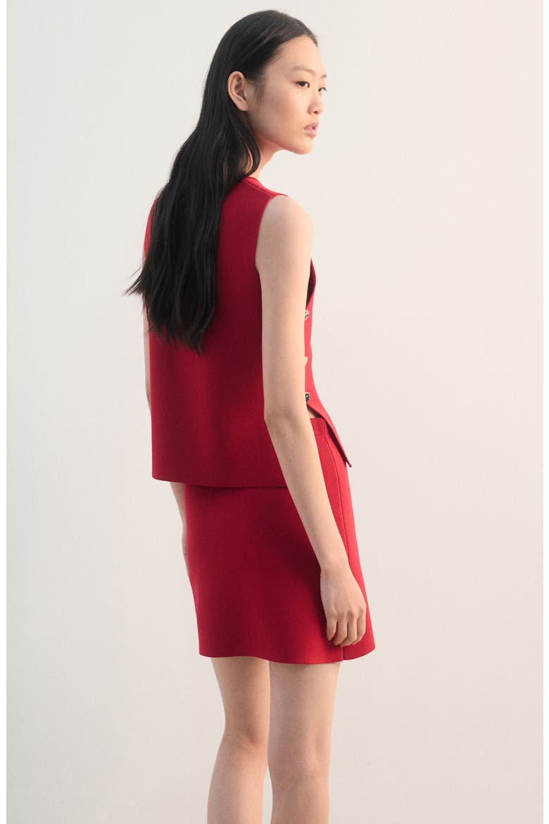 Knit Miniskirt, Alternate, color, RED