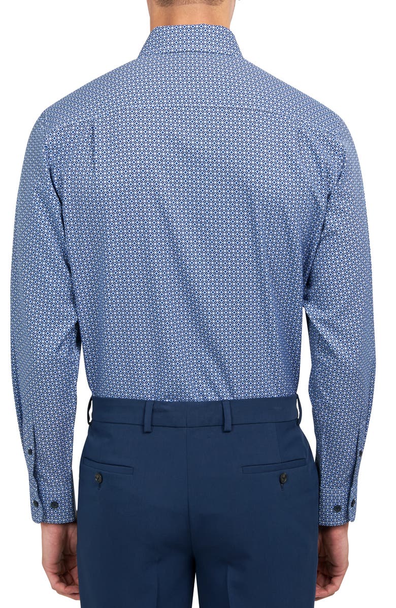 W.R.K Regular Fit Mosaic Geo Print Stretch Performance Dress Shirt, Alternate, color, Navy