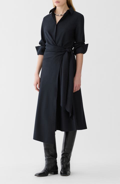 Wool Wrap Midi Dress