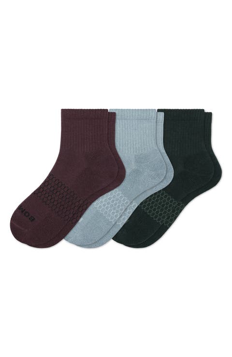3-Pack Solid Quarter Socks