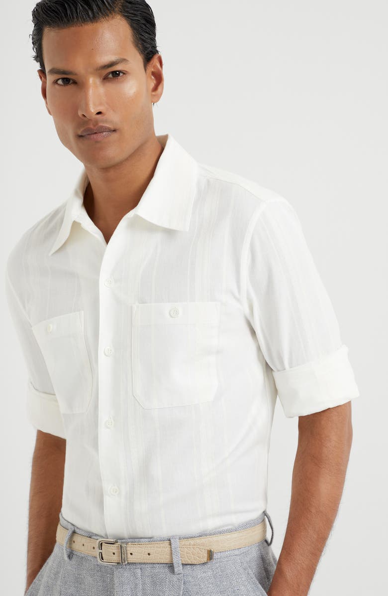 Brunello Cucinelli Shirt with chest pockets, Alternate, color, 