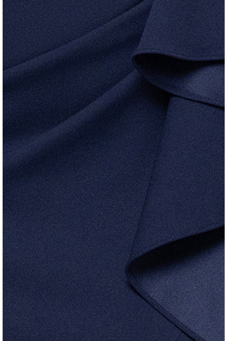 Ruffle Scuba Crepe Faux Wrap High-Low Mermaid Gown, Alternate, color, NAVY