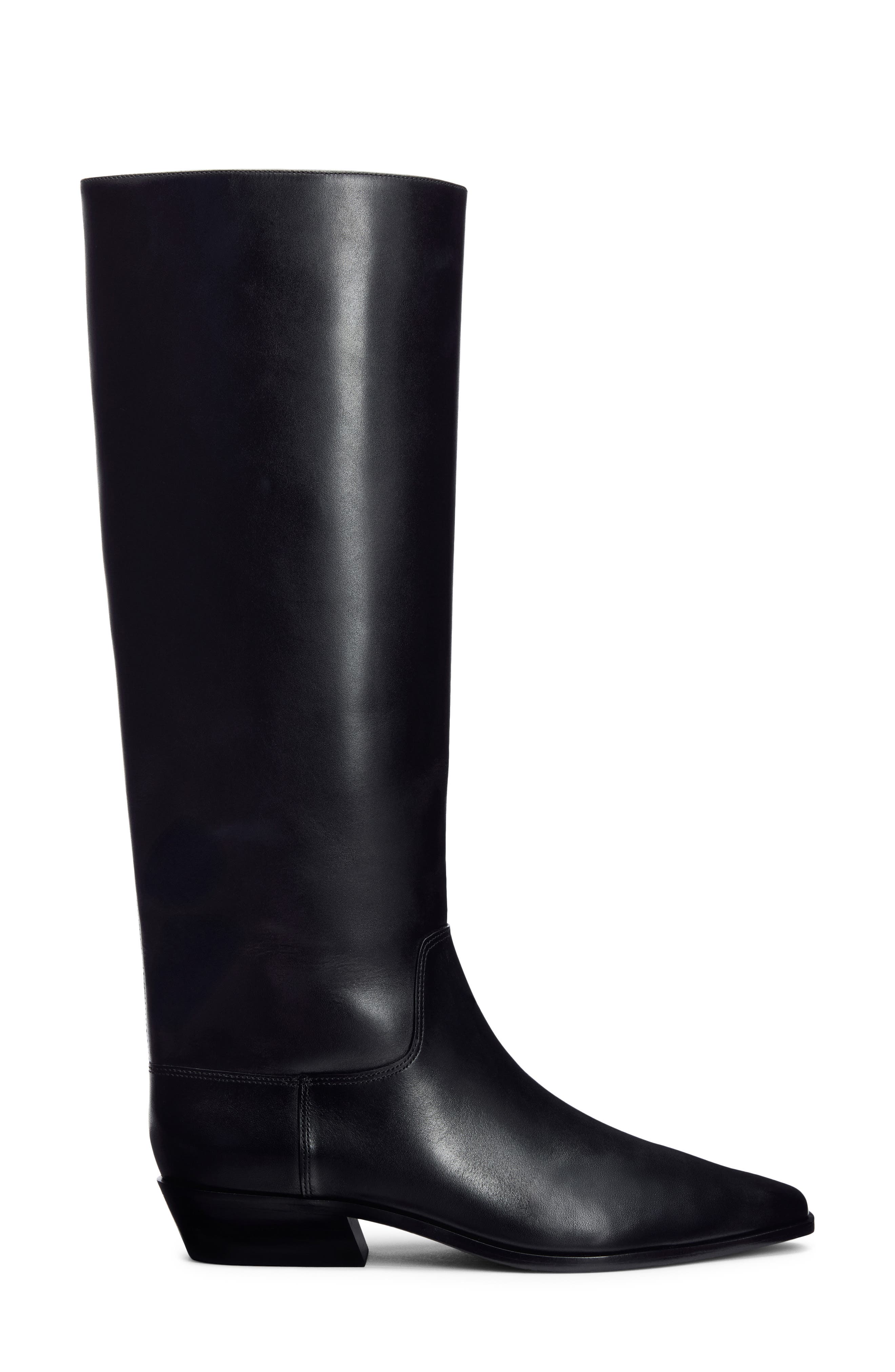 Reformation Dominique Knee High Boot, Alternate, color, Black Leather
