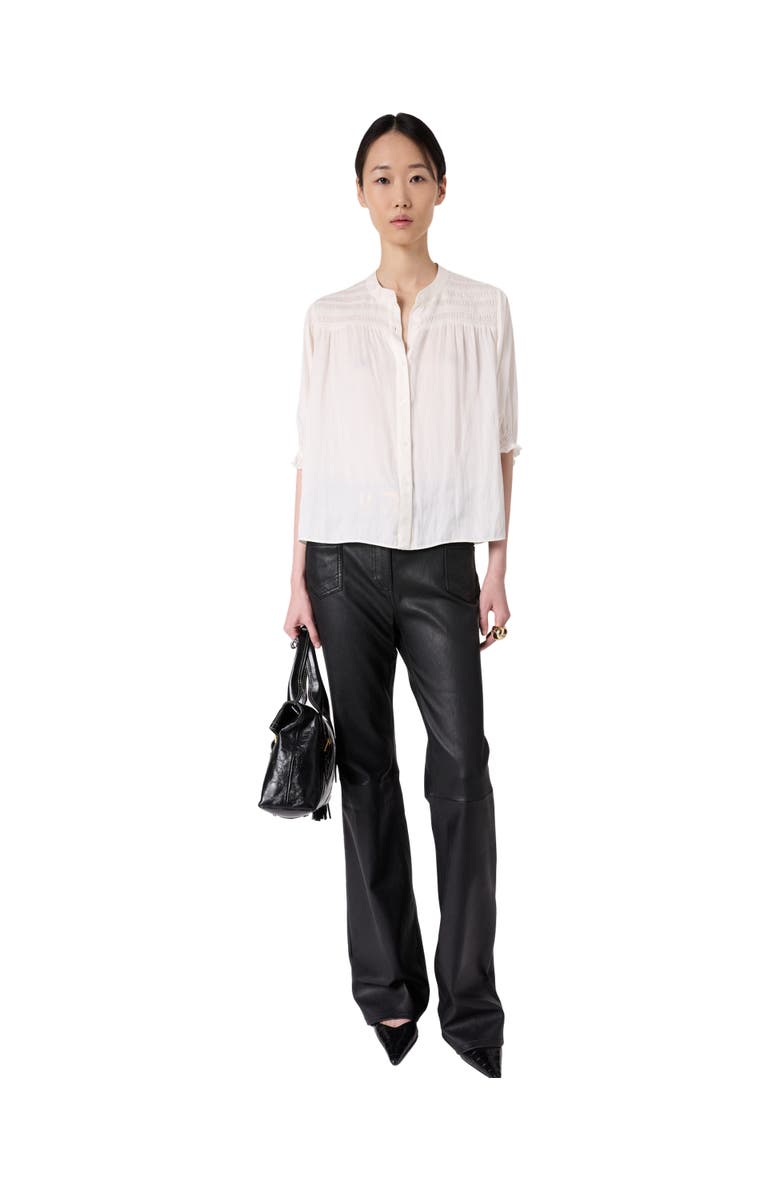 GERARD DAREL Catrine Satin Shirt With Mandarin Collar, Alternate, color, Ecru