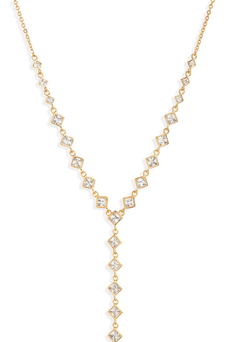 Cubic Zirconia Y-Necklace, Main, color, CLEAR- GOLD