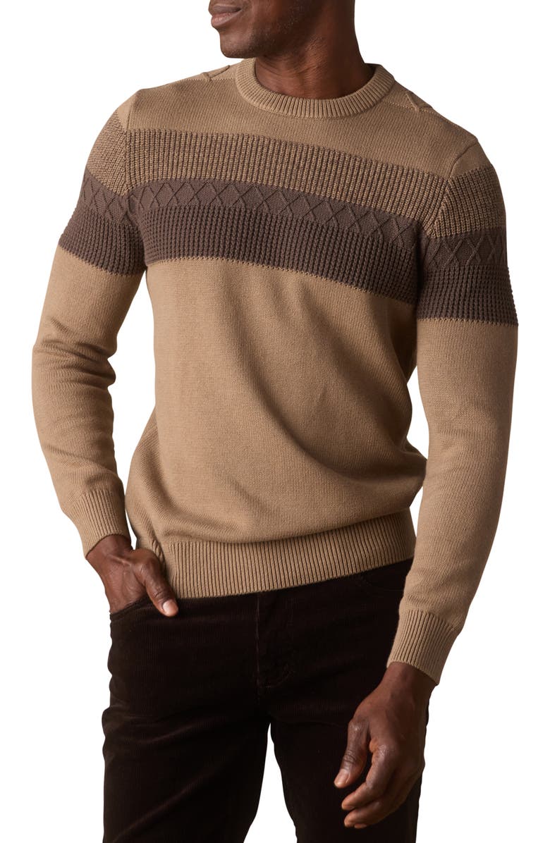 The Normal Brand Tom Placed Stripe Cotton Sweater, Main, color, Jute