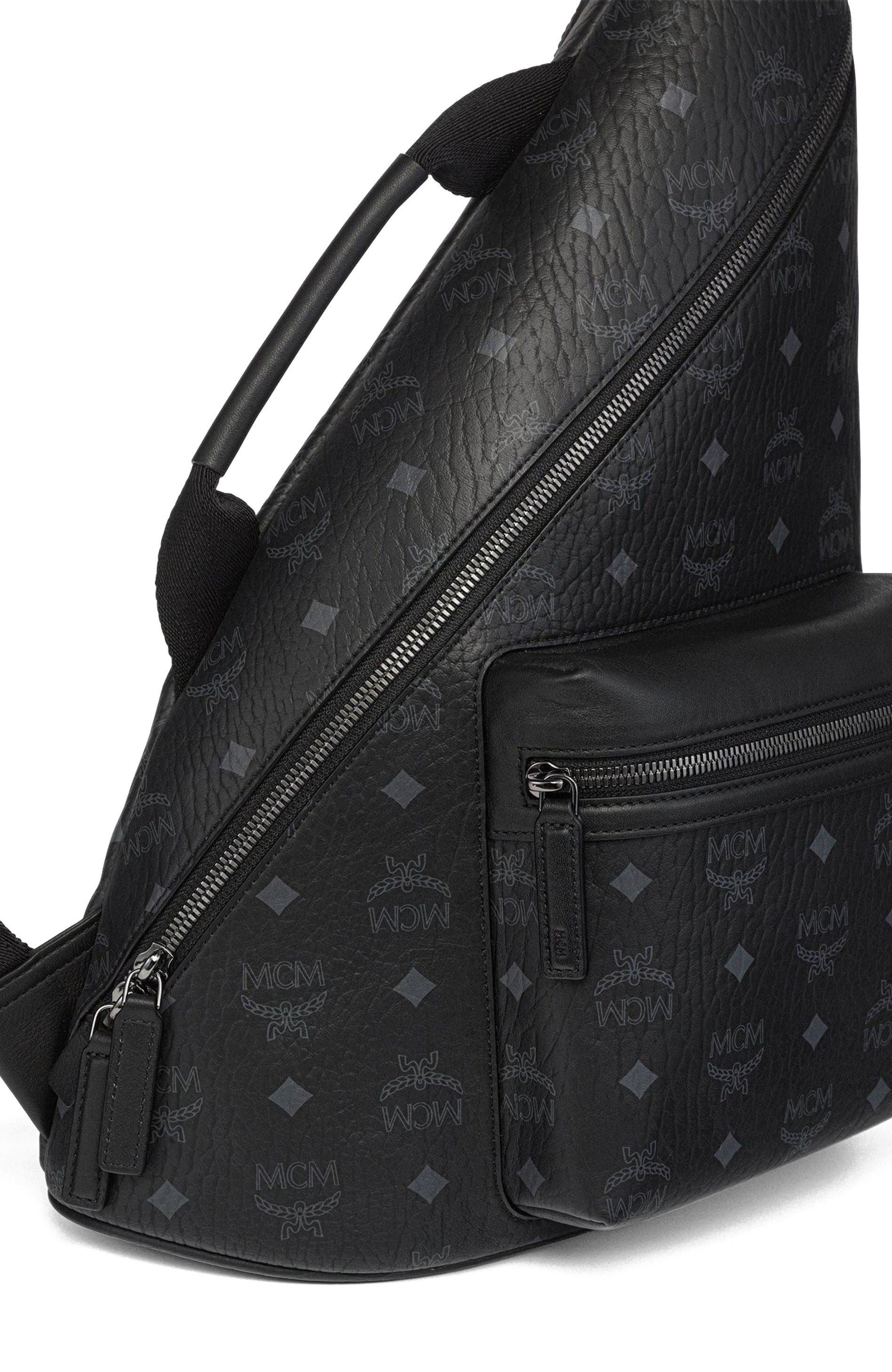 MCM Medium Aren Sling in Visetos, Alternate, color, Bk