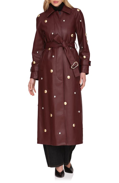 Avec Les Filles Faux-ever Leather™ Classic Belted Trench Coat In Brown