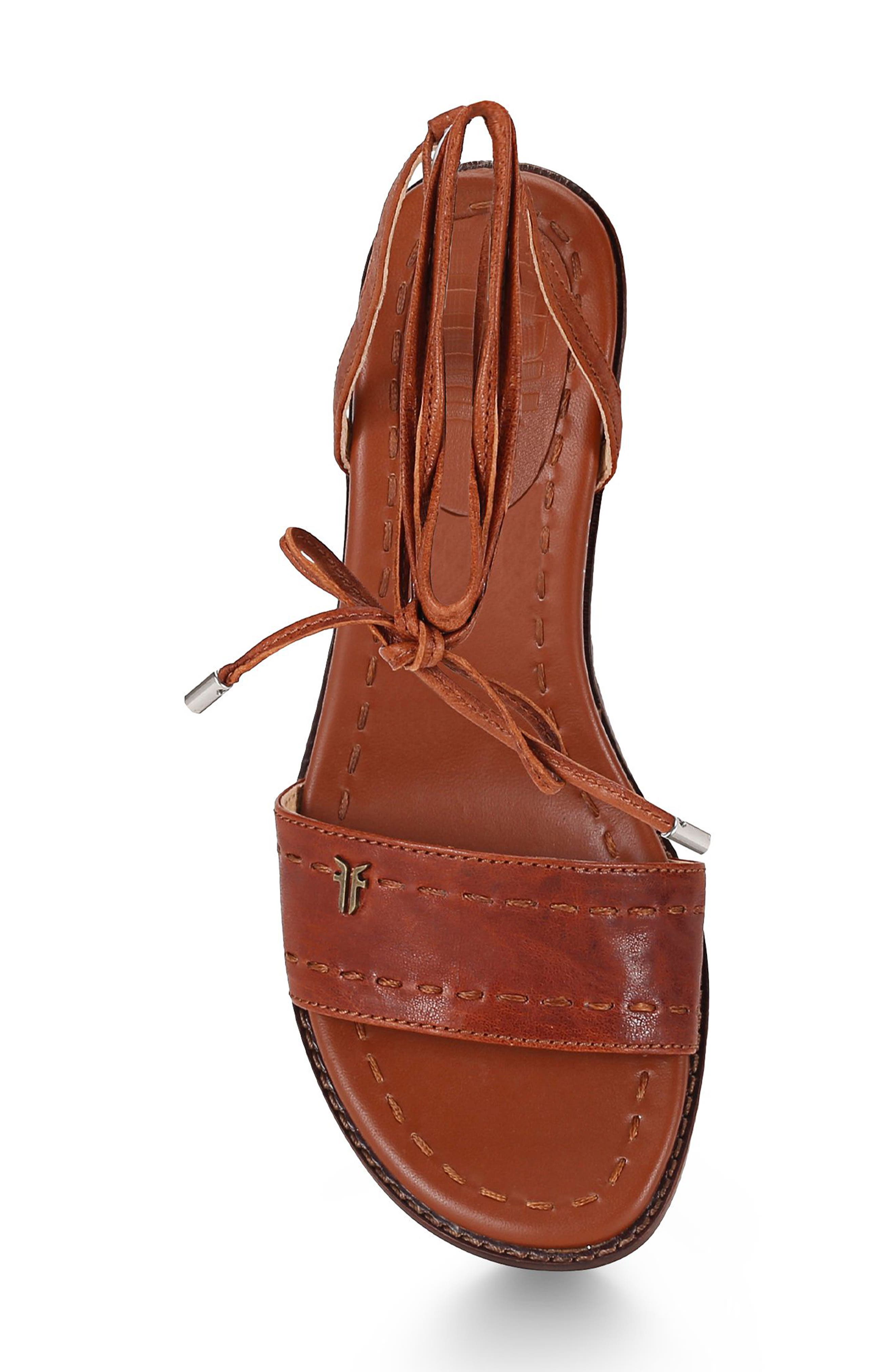 Estelle Ankle Wrap Sandal, Alternate, color, COGNAC