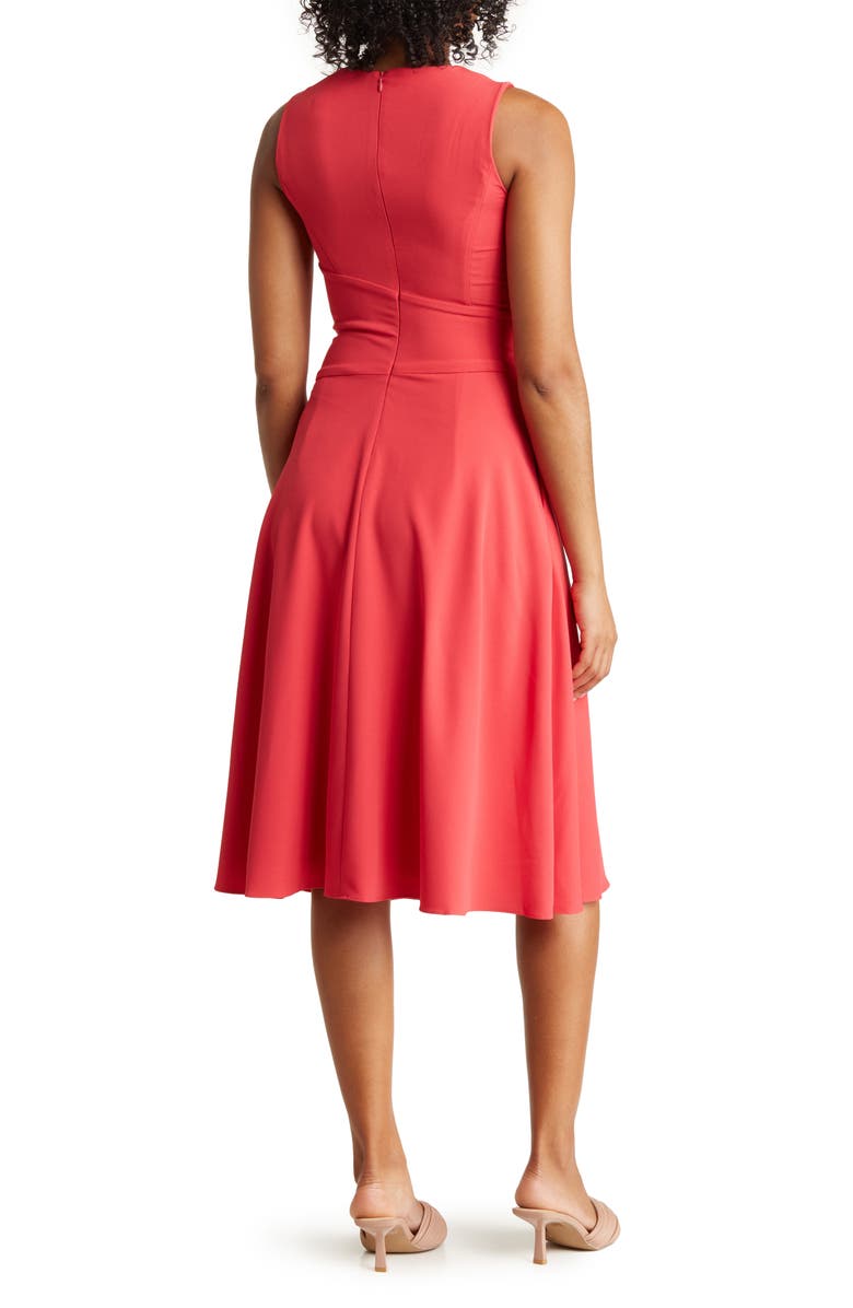 Eliza J Sleeveless Faux-Wrap Fit and Flare Midi Dress, Alternate, color, 