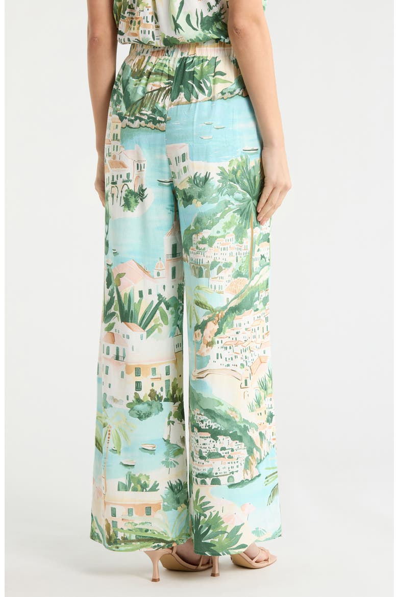 Piti Town Snipy High Waist Wide Leg Pants, Alternate, color, AQUA-MULTI