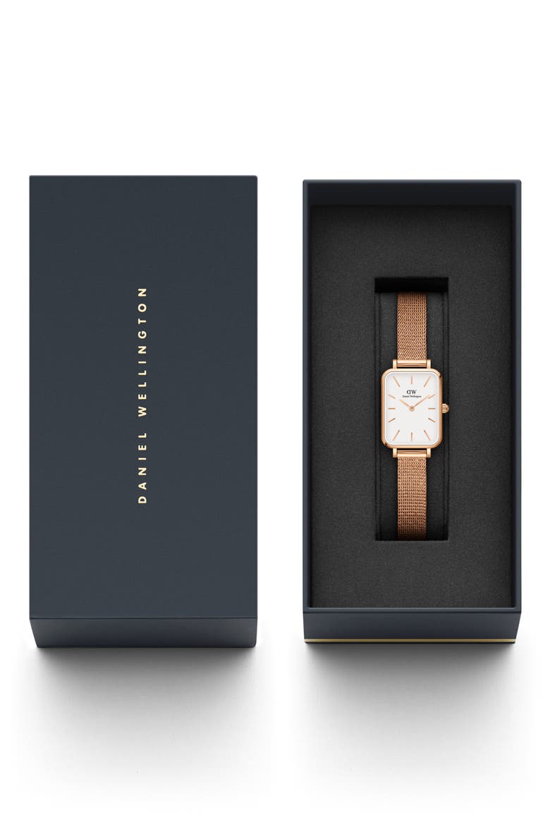 Quadro Melrose Mesh Strap Watch, 20mm x 26mm, Alternate, color, ROSE GOLD/WHITE