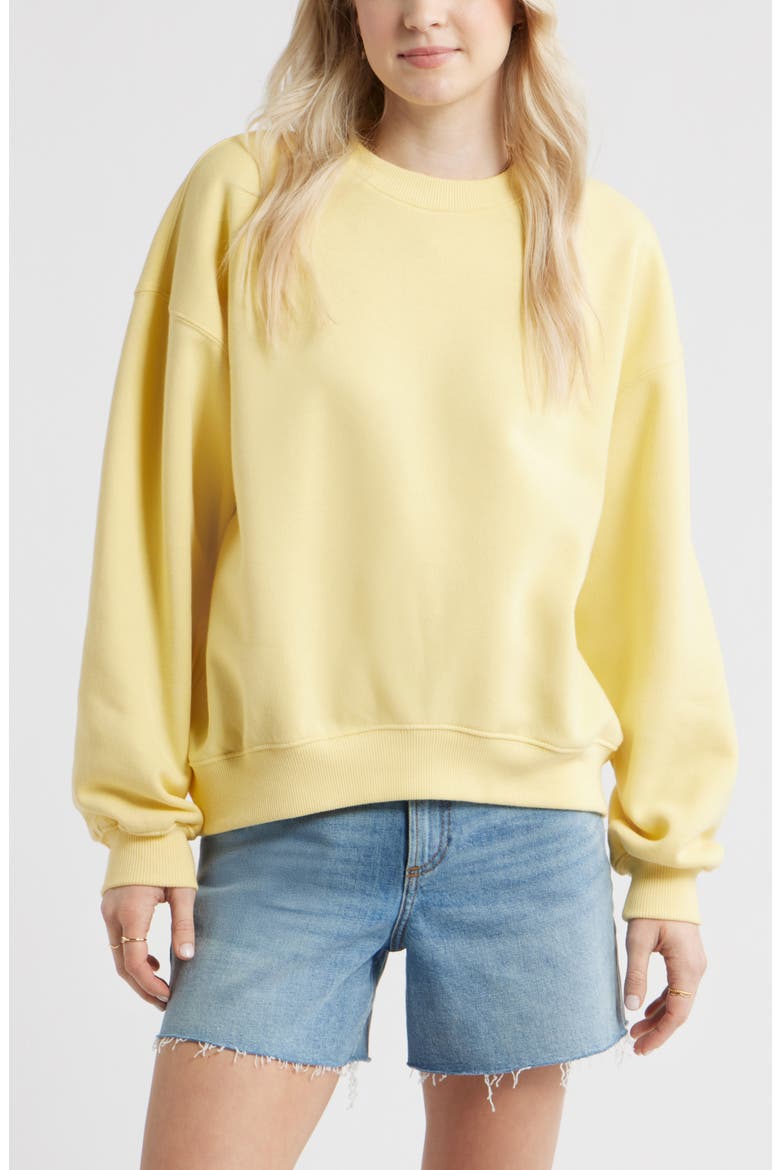 Relaxed Cotton Blend Sweatshirt, Main, color, YELLOW BEGONIA