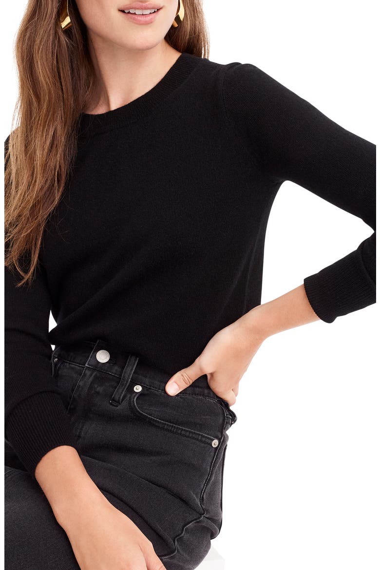 Crewneck Cashmere Sweater, Alternate, color, BLACK