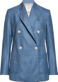 Eleventy Double Breasted Wool, Silk & Linen Blazer