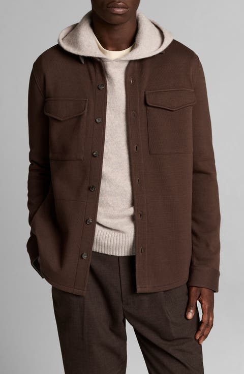 Cotton Blend Shirt Jacket