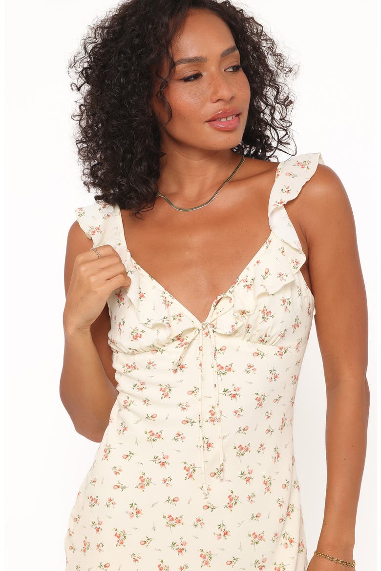 Sansa Ditsy Floral Deep V-Neck Midi Dress, Alternate, color, YELLOW FLORAL