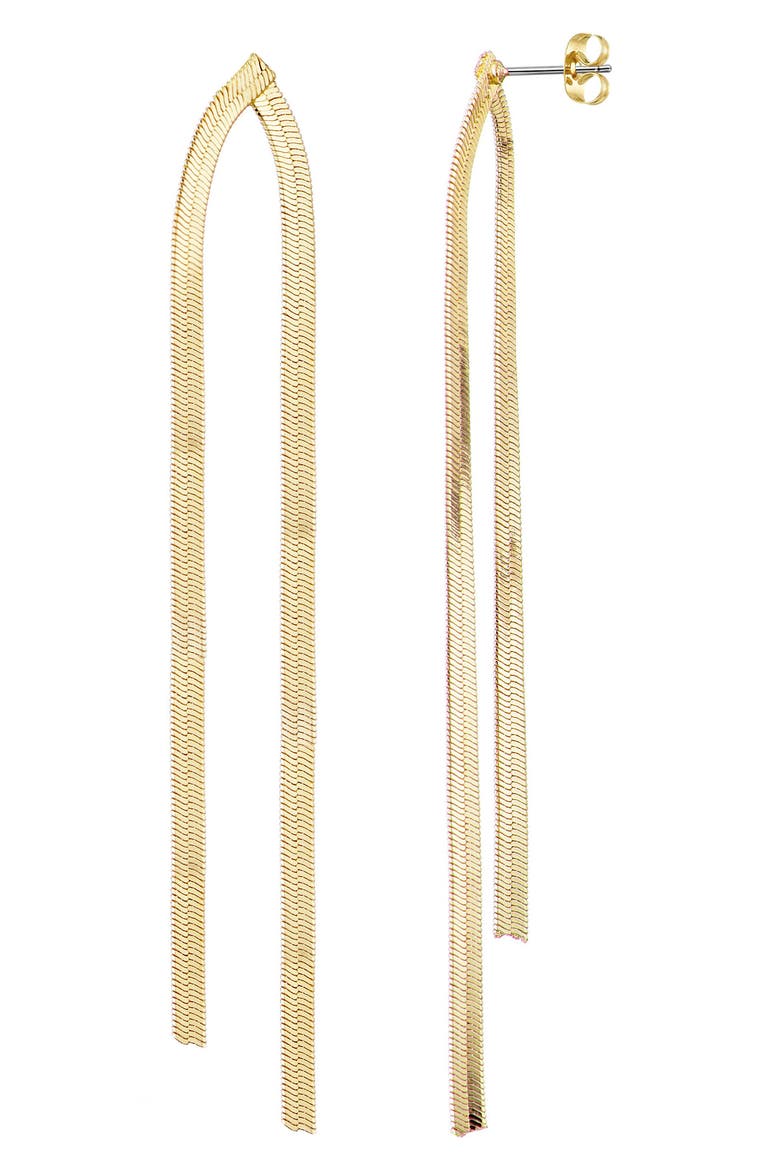 Herringbone Chain Drop Earrings, Main, color, GOLD