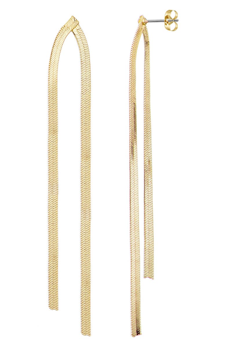 Adornia Herringbone Chain Drop Earrings, Main, color, Gold