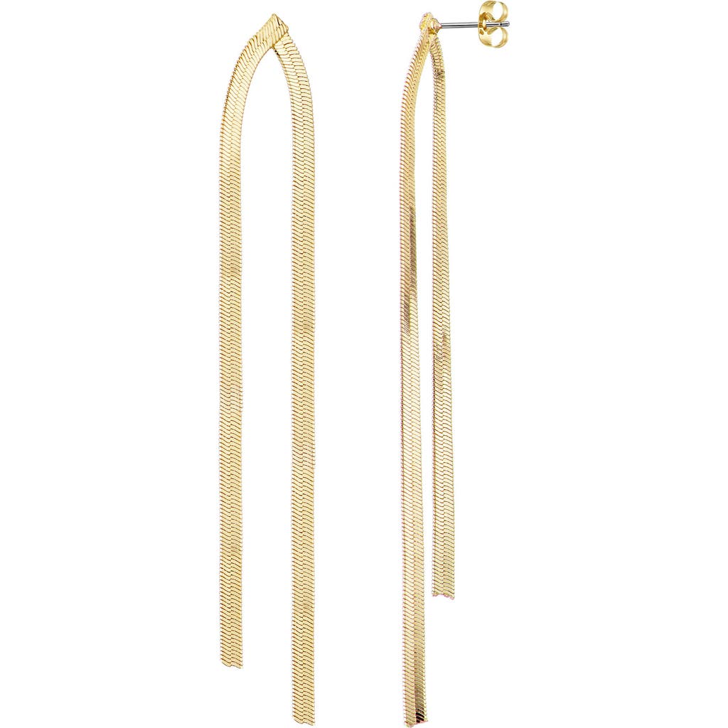 Adornia Herringbone Chain Drop Earrings In Gold