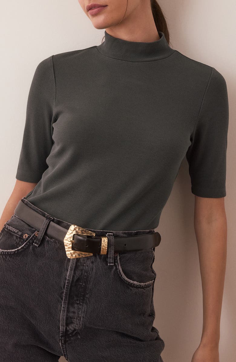 Marine Layer Lexi Short Sleeve Mock Neck Rib Top, Main, color, 