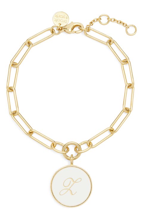 Callie Initial Enamel Pendant Bracelet