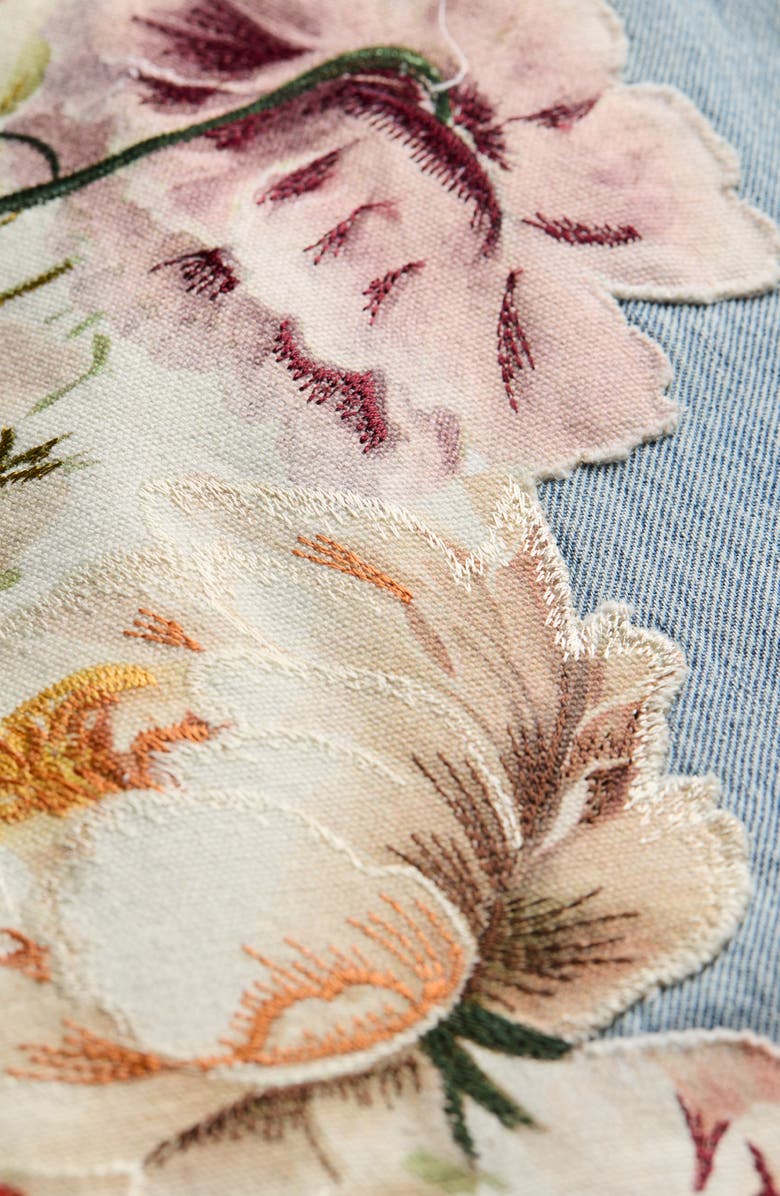 Alice + Olivia Amazing Floral Appliqué Baggy Jeans, Alternate, color, Sierra Vintage/ Multi