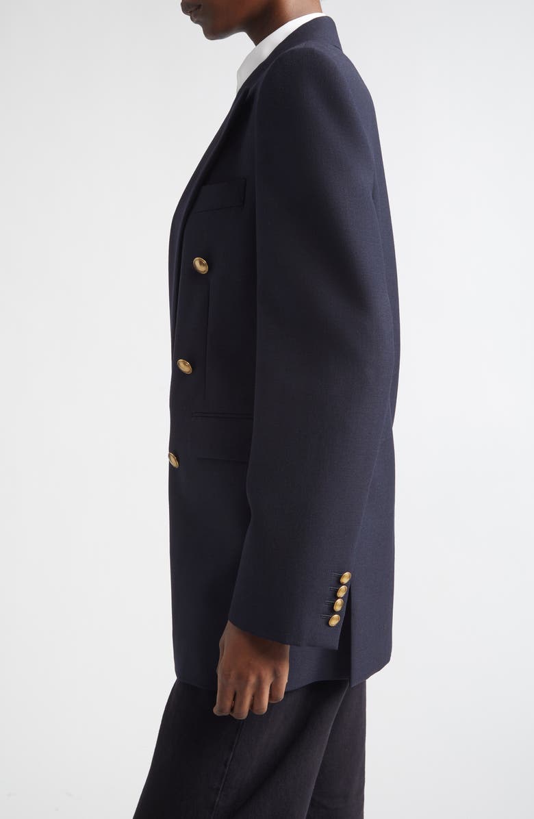 Saint Laurent Double Breasted Wool Blazer, Alternate, color, Marine