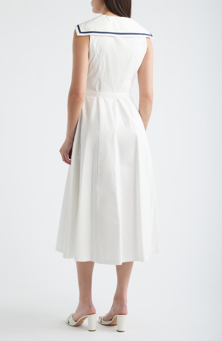 FREEMARKET Sailor Collar Cotton Midi Dress, Alternate, color, White