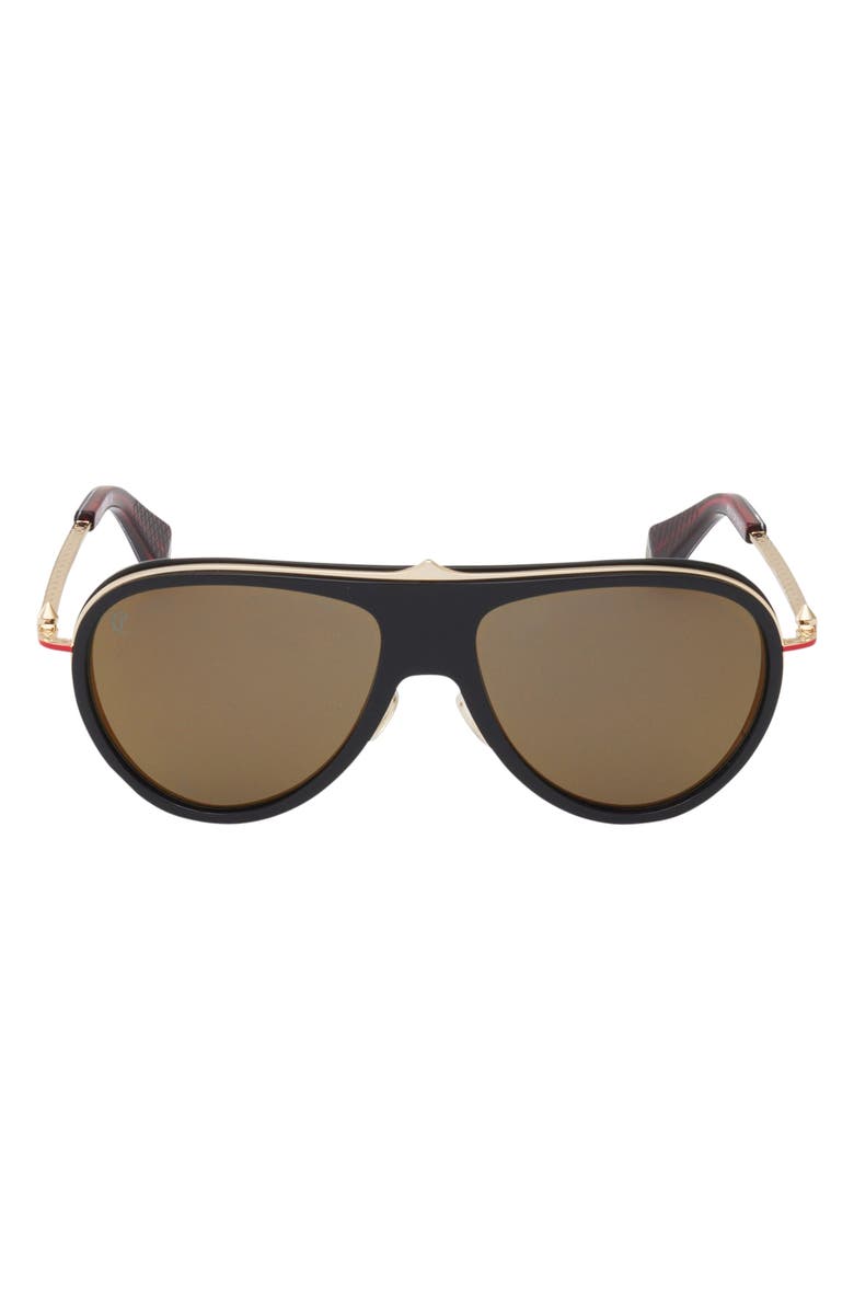 Christian Louboutin 63mm Pilot Sunglasses, Main, color, Black / Gold Red Enamel