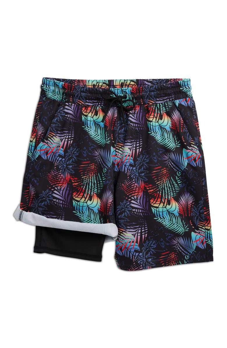TomboyX 9-Inch Lined Board Shorts, Alternate, color, Palm Dreams