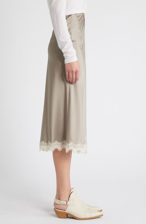 Shop Treasure & Bond Lace Trim Satin Midi Skirt In Chia
