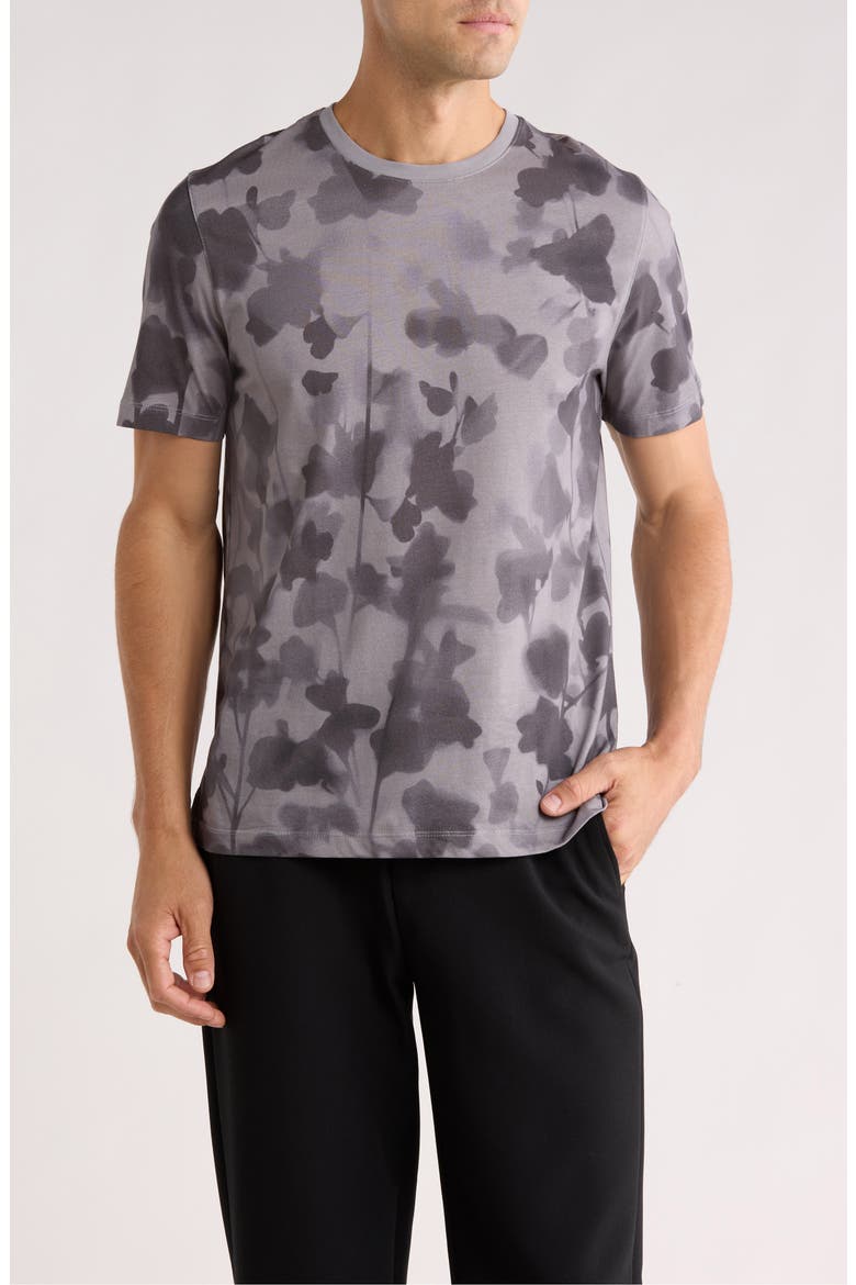 Denniss Floral Print Cotton T-Shirt, Main, color, DARK GREY