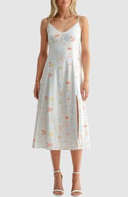 Lush V-Neck Button Detail Midi Dress