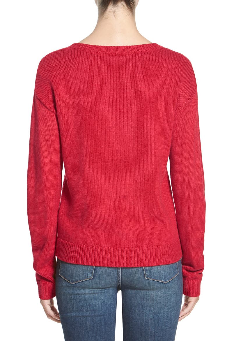 'Fleece Navidad' Graphic Christmas Sweater, Alternate, color, RED BTY FLCE NV