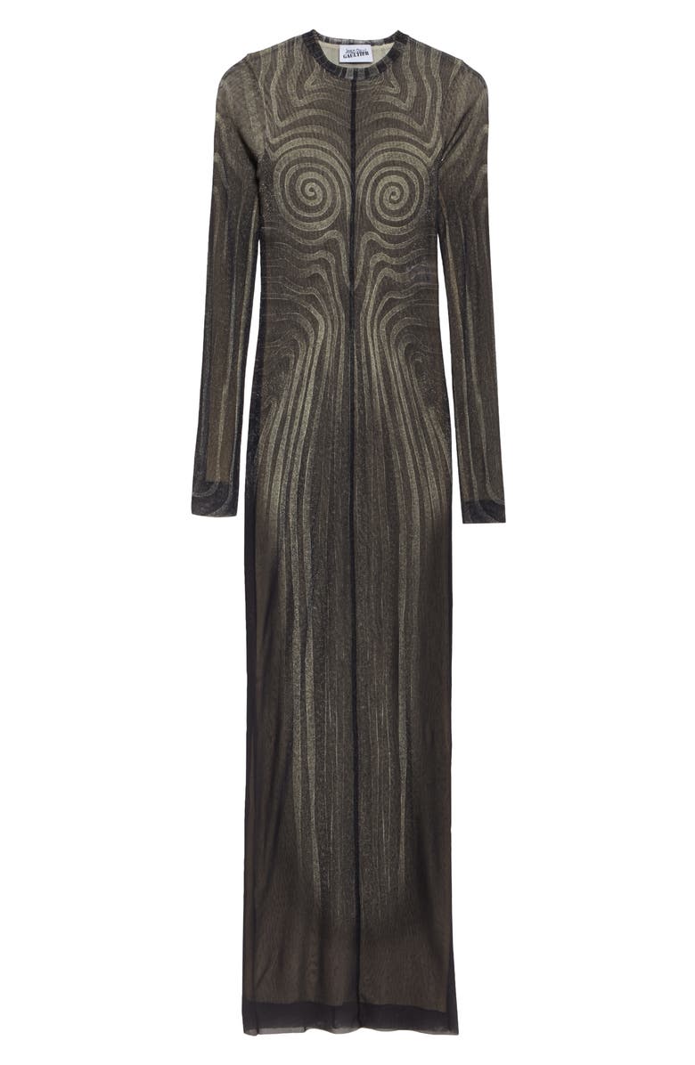 Jean Paul Gaultier Spiral Long Sleeve Mesh Dress, Alternate, color,