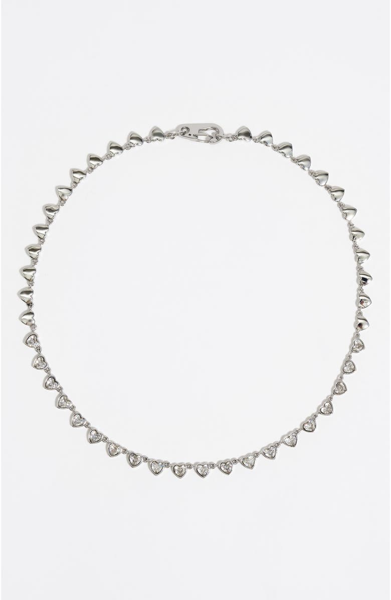 Bimba y Lola Hearts Crystals Necklace, Main, color, Silver